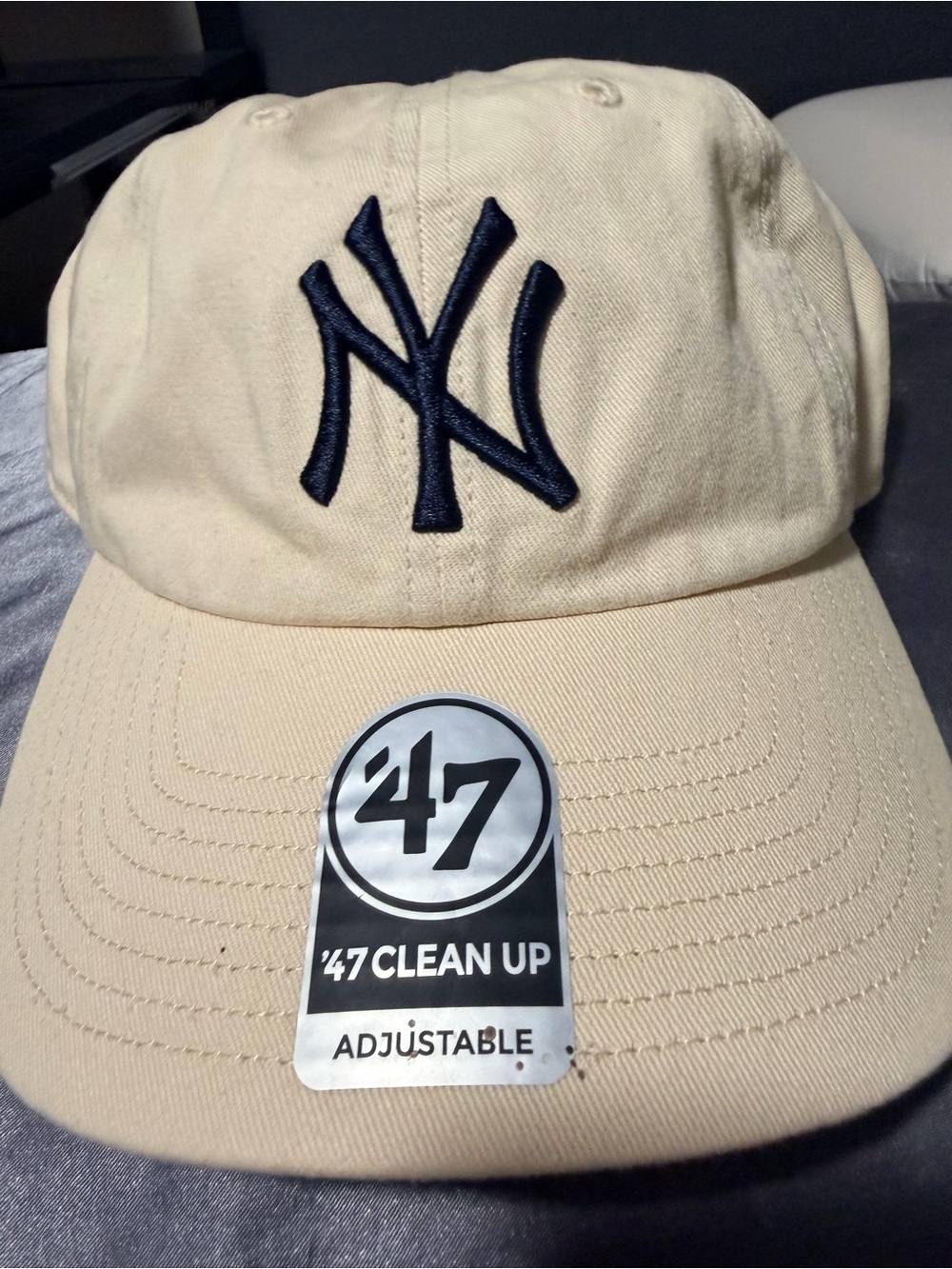American Eagle Outfitters Beige Baseball Cap with Navy Logo